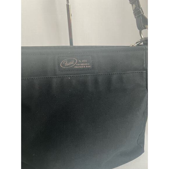 Fossil Women's Canvas and Leather Black Lots of Pockets Shoulder Bag - Picture 7 of 13